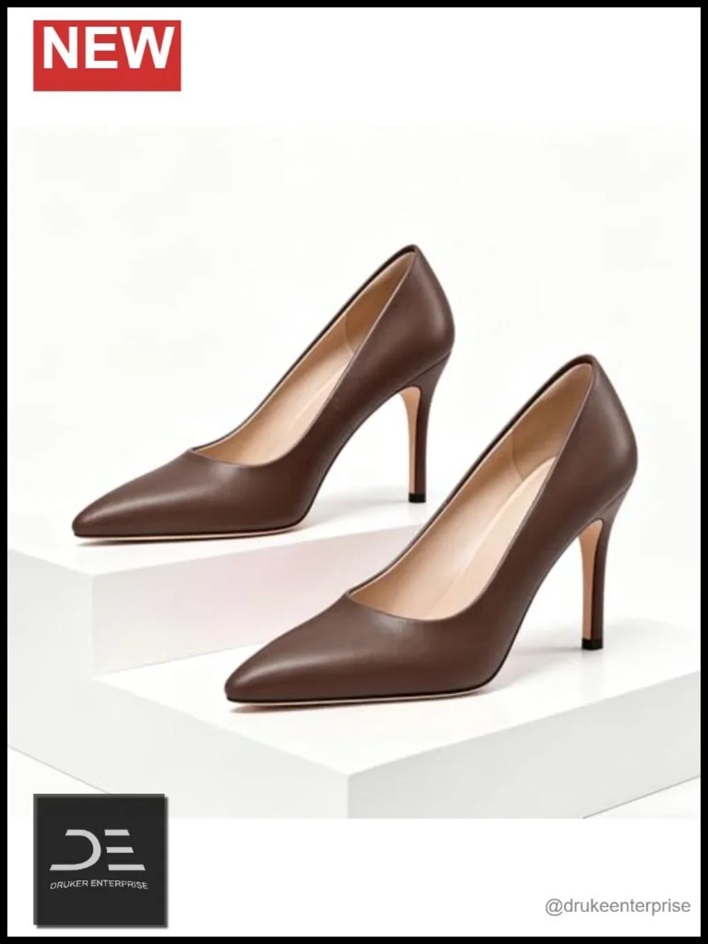 Faux Leather Pointed Toe High Heel Stiletto Pumps Slip-On 3.5 Inch